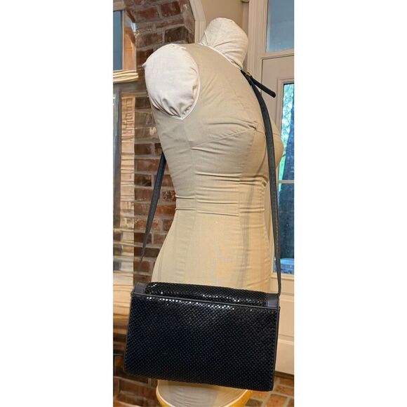 Whiting & Davis Black Metal Mesh Shoulder Strap/Clutch Crossbody Bag - Picture 9 of 12